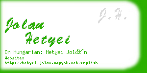 jolan hetyei business card